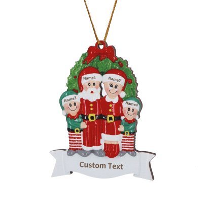 Personalized Wooden Family Christmas Tree Hanging Ornament with Custom 2-5 Names & 1 Text Christmas Gift for Family | Jessemade