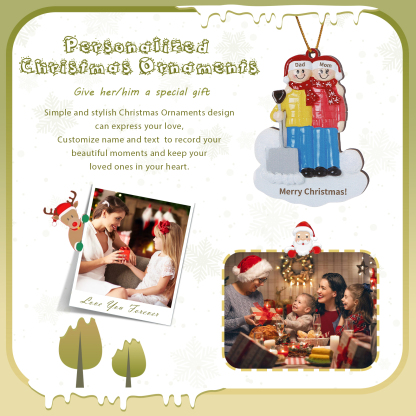 Personalized Wooden Family Christmas Hanging Ornament with Custom 2-5 Names & 1 Text Christmas Gift for Family | Jessemade