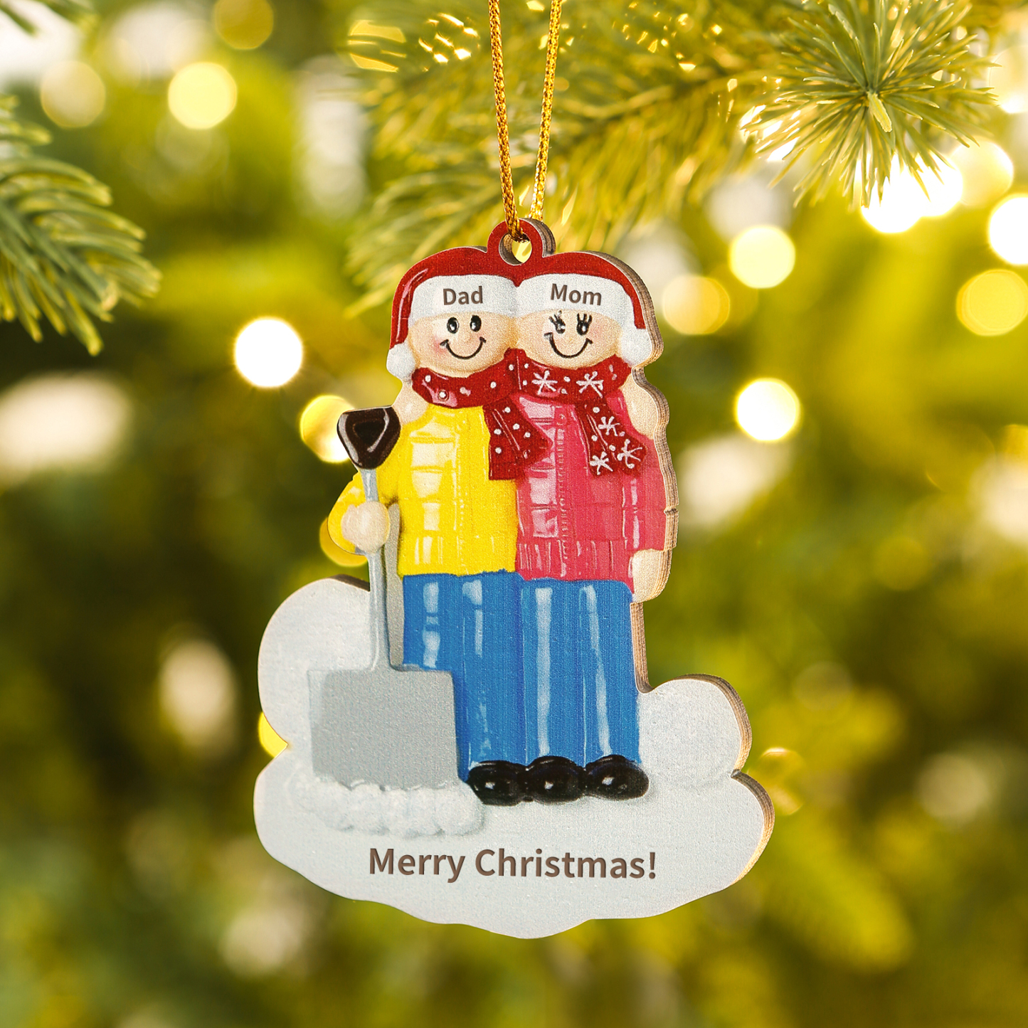 Personalized Wooden Family Christmas Hanging Ornament with Custom 2-5