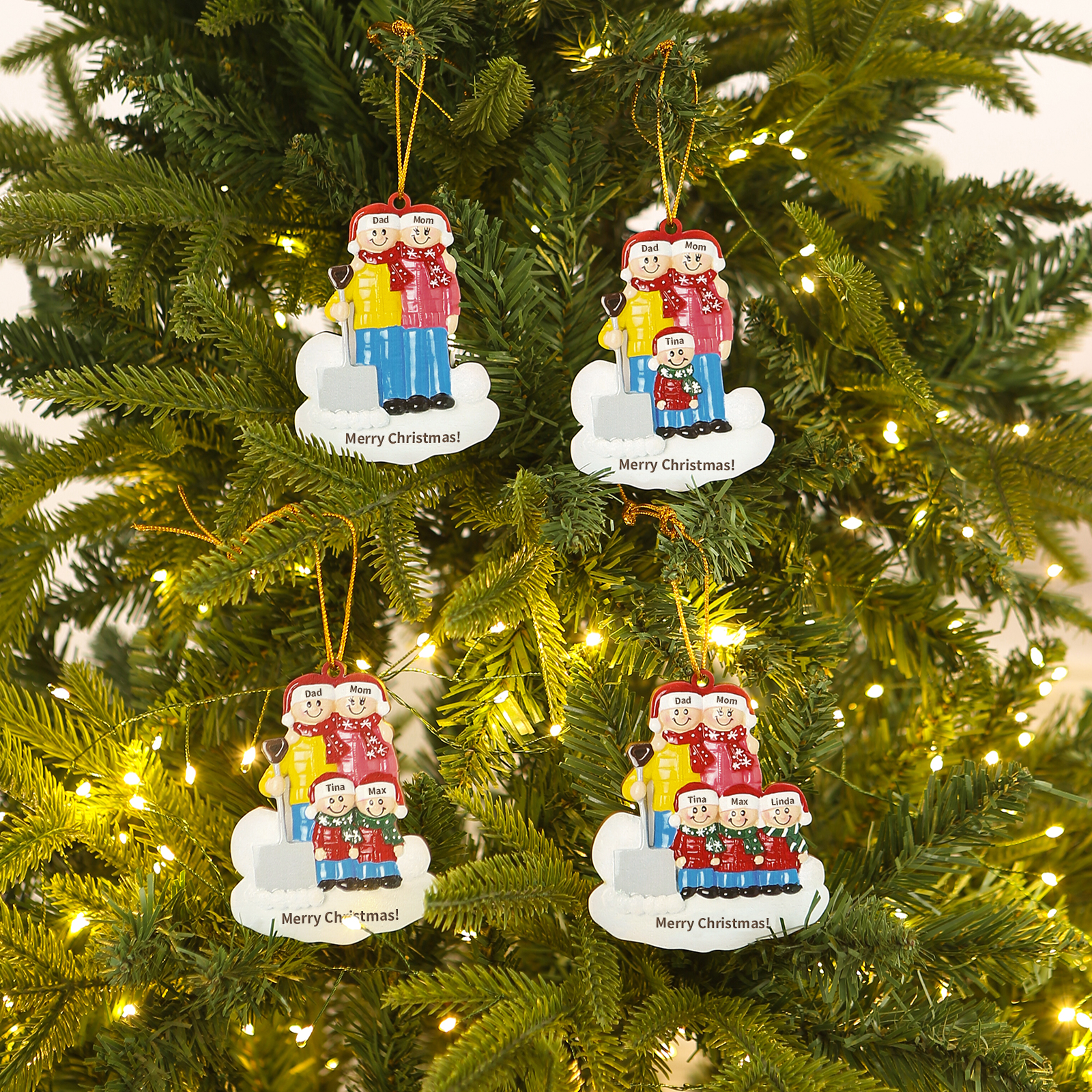 Personalized Wooden Family Christmas Hanging Ornament with Custom 2-5 Names & 1 Text Christmas Gift for Family | Jessemade