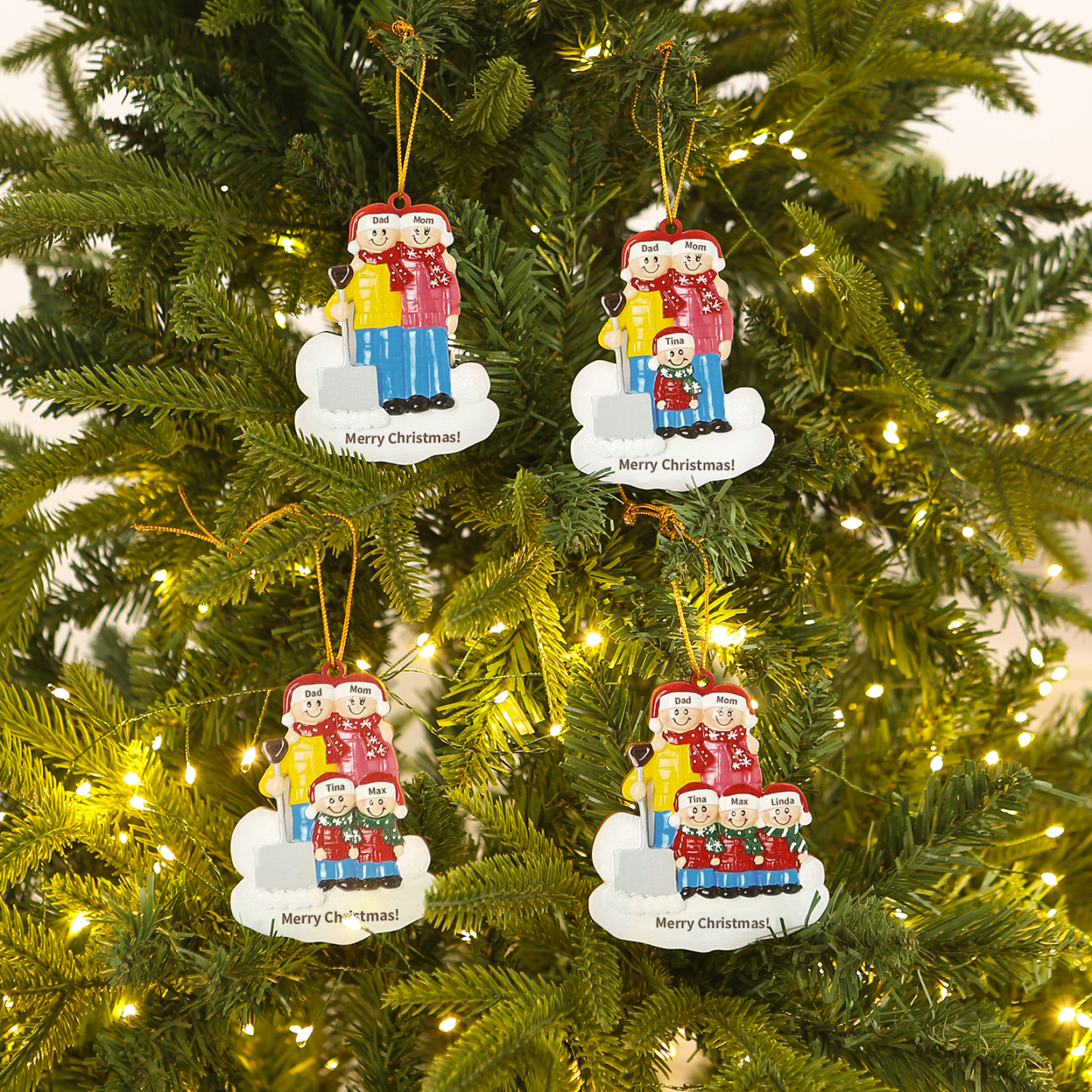 Personalized Wooden Family Christmas Hanging Ornament with Custom 2-5 Names & 1 Text Christmas Gift for Family | Jessemade