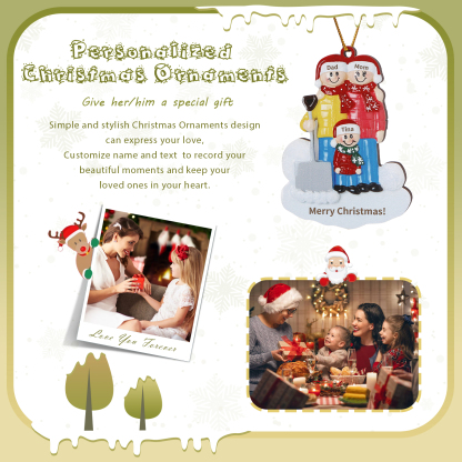 Personalized Wooden Family Christmas Hanging Ornament with Custom 2-5 Names & 1 Text Christmas Gift for Family | Jessemade