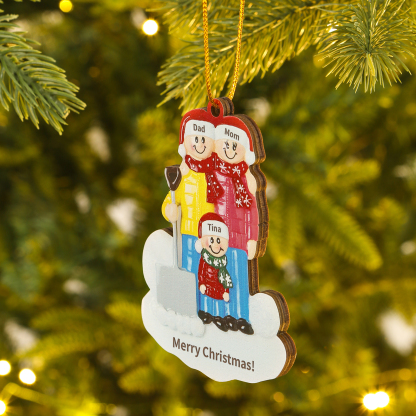 Personalized Wooden Family Christmas Hanging Ornament with Custom 2-5 Names & 1 Text Christmas Gift for Family | Jessemade