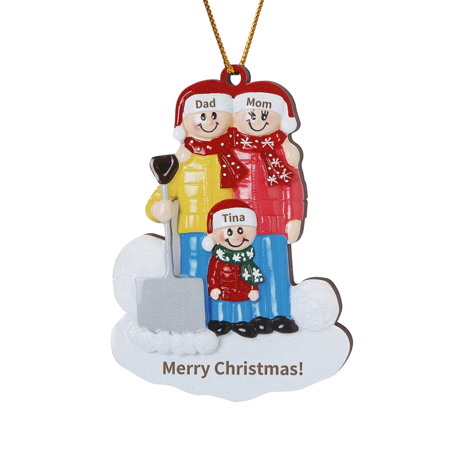 Personalized Wooden Family Christmas Hanging Ornament with Custom 2-5 Names & 1 Text Christmas Gift for Family | Jessemade