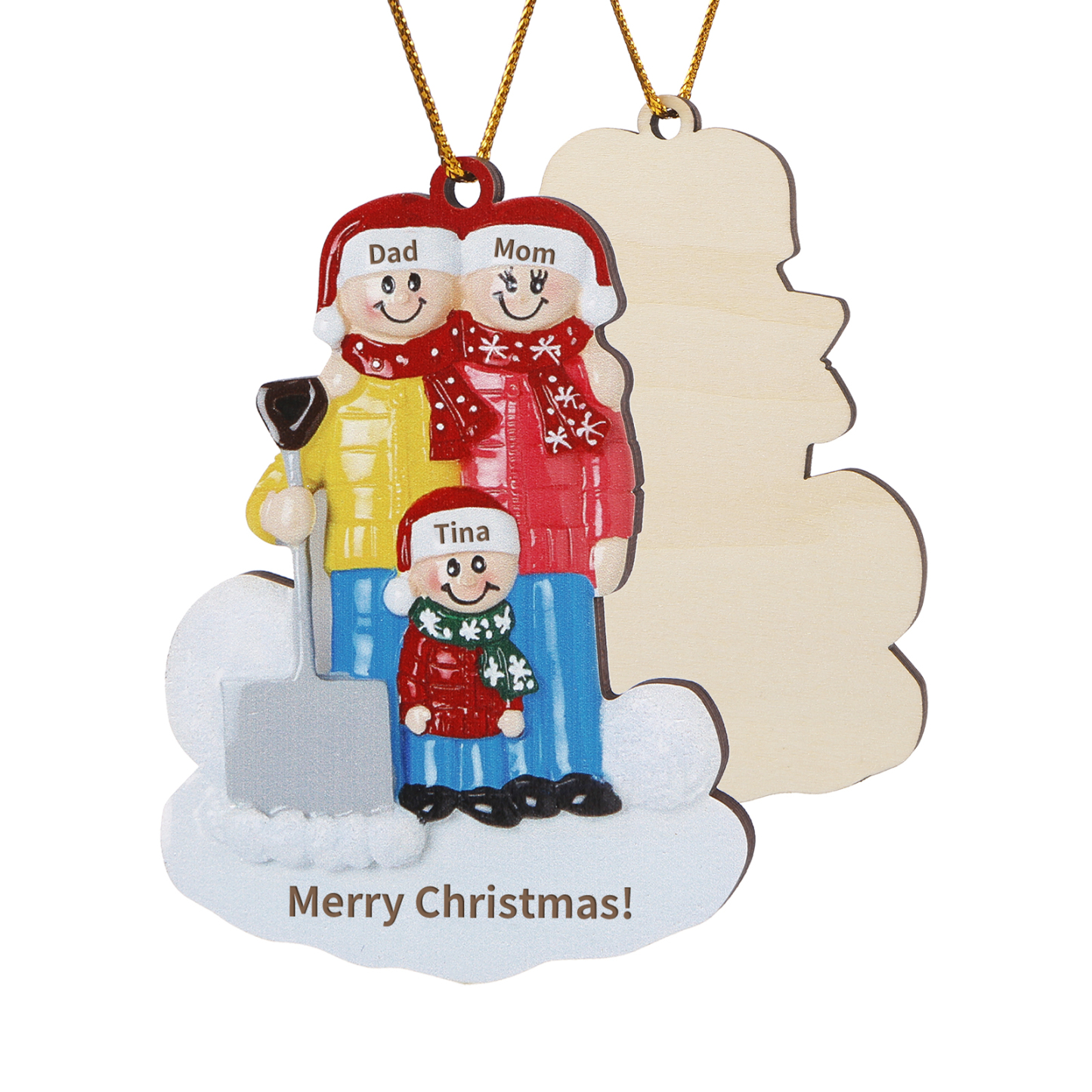 Personalized Wooden Family Christmas Hanging Ornament with Custom 2-5 Names & 1 Text Christmas Gift for Family | Jessemade