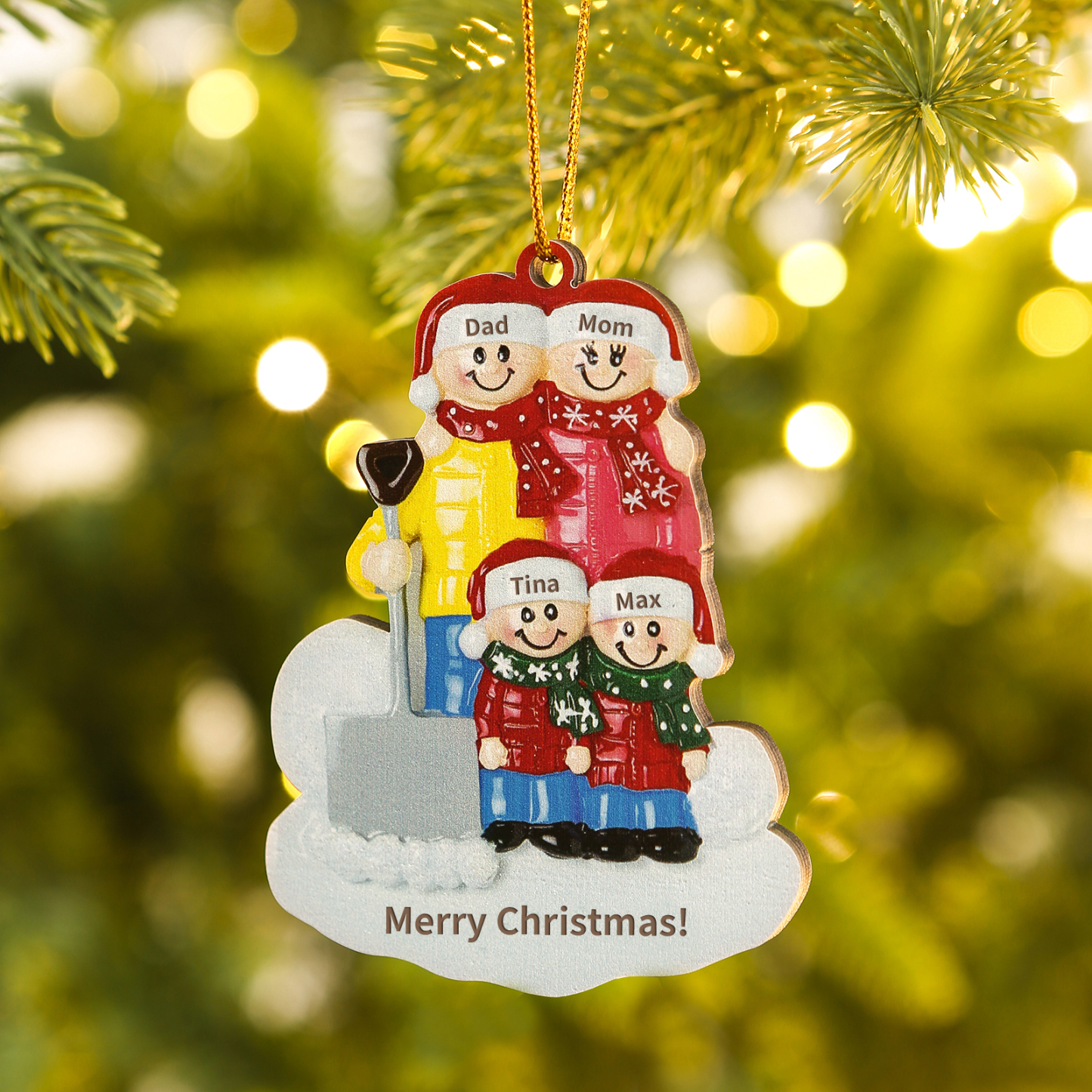 Personalized Wooden Family Christmas Hanging Ornament with Custom 2-5 Names & 1 Text Christmas Gift for Family | Jessemade
