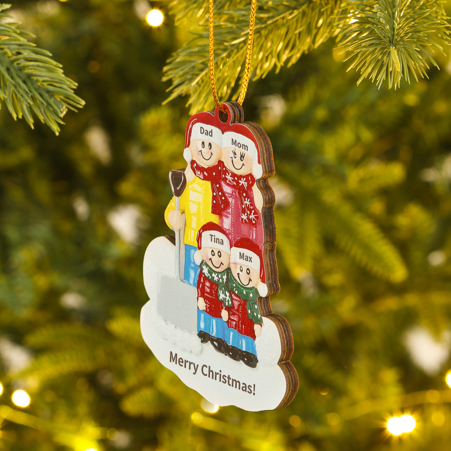 Personalized Wooden Family Christmas Hanging Ornament with Custom 2-5 Names & 1 Text Christmas Gift for Family | Jessemade