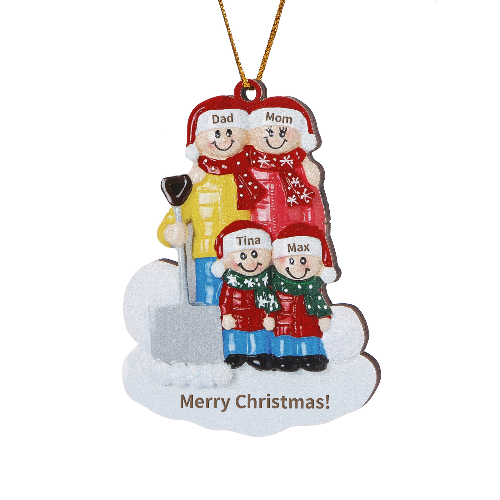 Personalized Wooden Family Christmas Hanging Ornament with Custom 2-5 Names & 1 Text Christmas Gift for Family | Jessemade