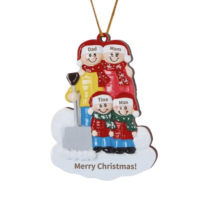 Personalized Wooden Family Christmas Hanging Ornament with Custom 2-5 Names & 1 Text Christmas Gift for Family | Jessemade