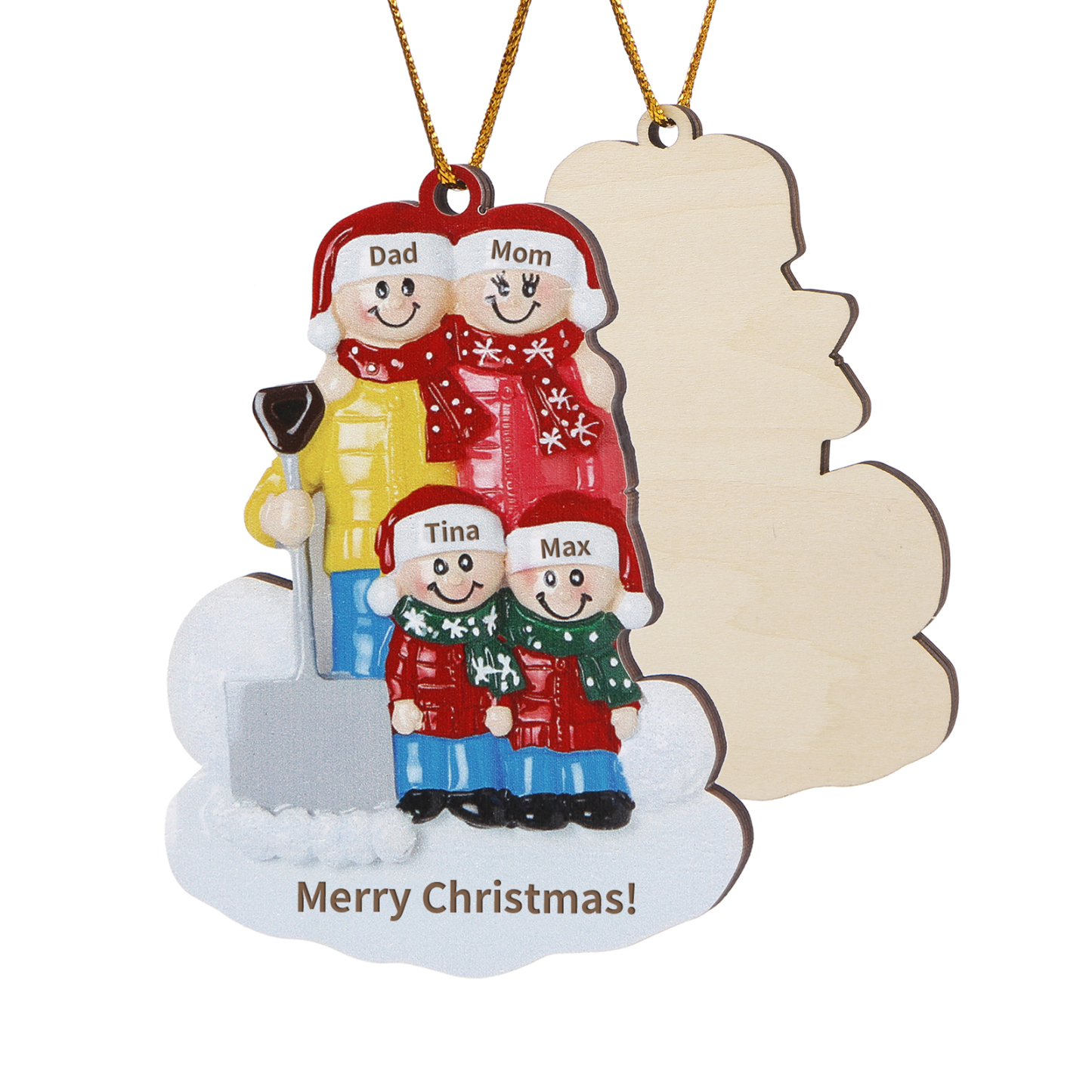 Personalized Wooden Family Christmas Hanging Ornament with Custom 2-5 Names & 1 Text Christmas Gift for Family | Jessemade
