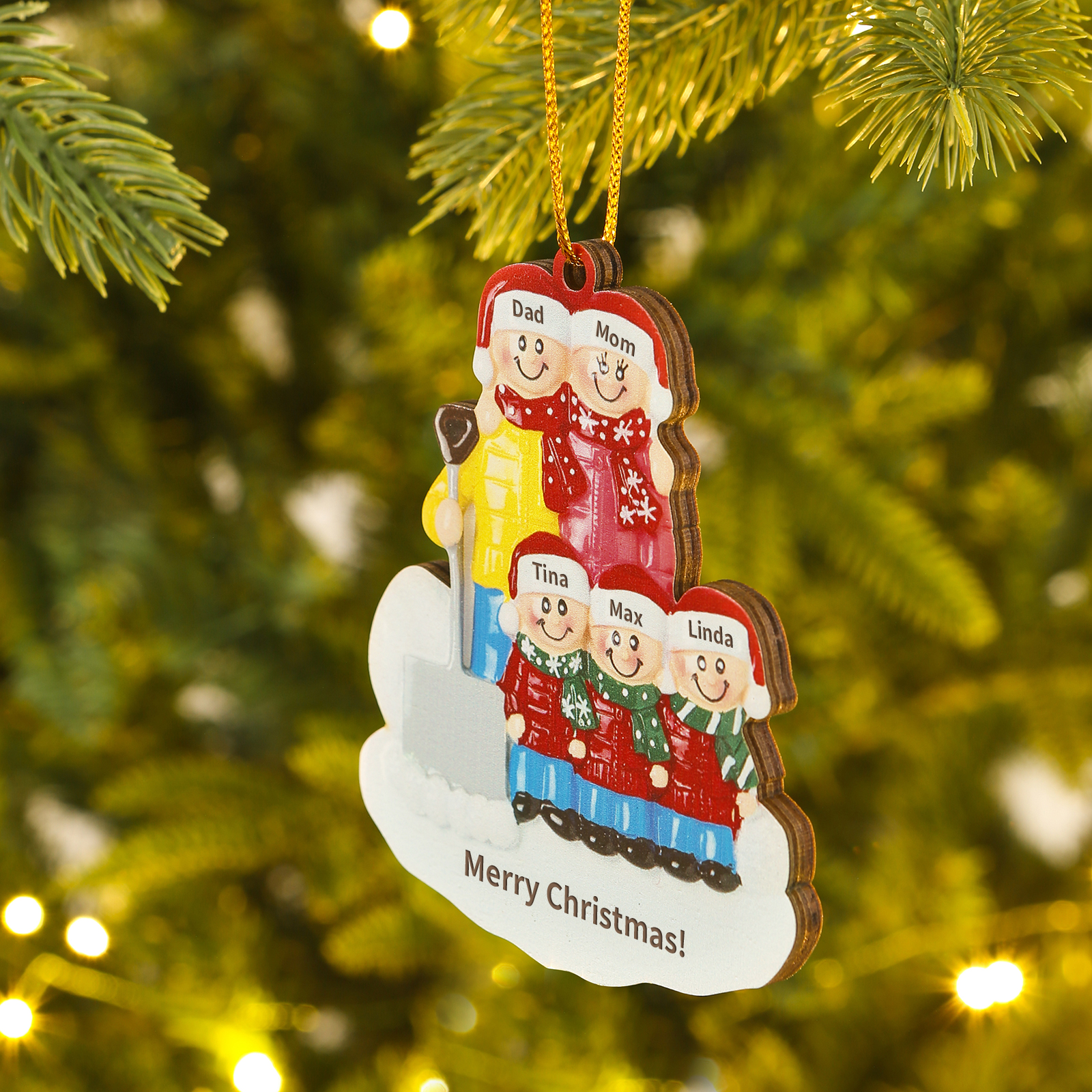 Personalized Wooden Family Christmas Hanging Ornament with Custom 2-5 Names & 1 Text Christmas Gift for Family | Jessemade