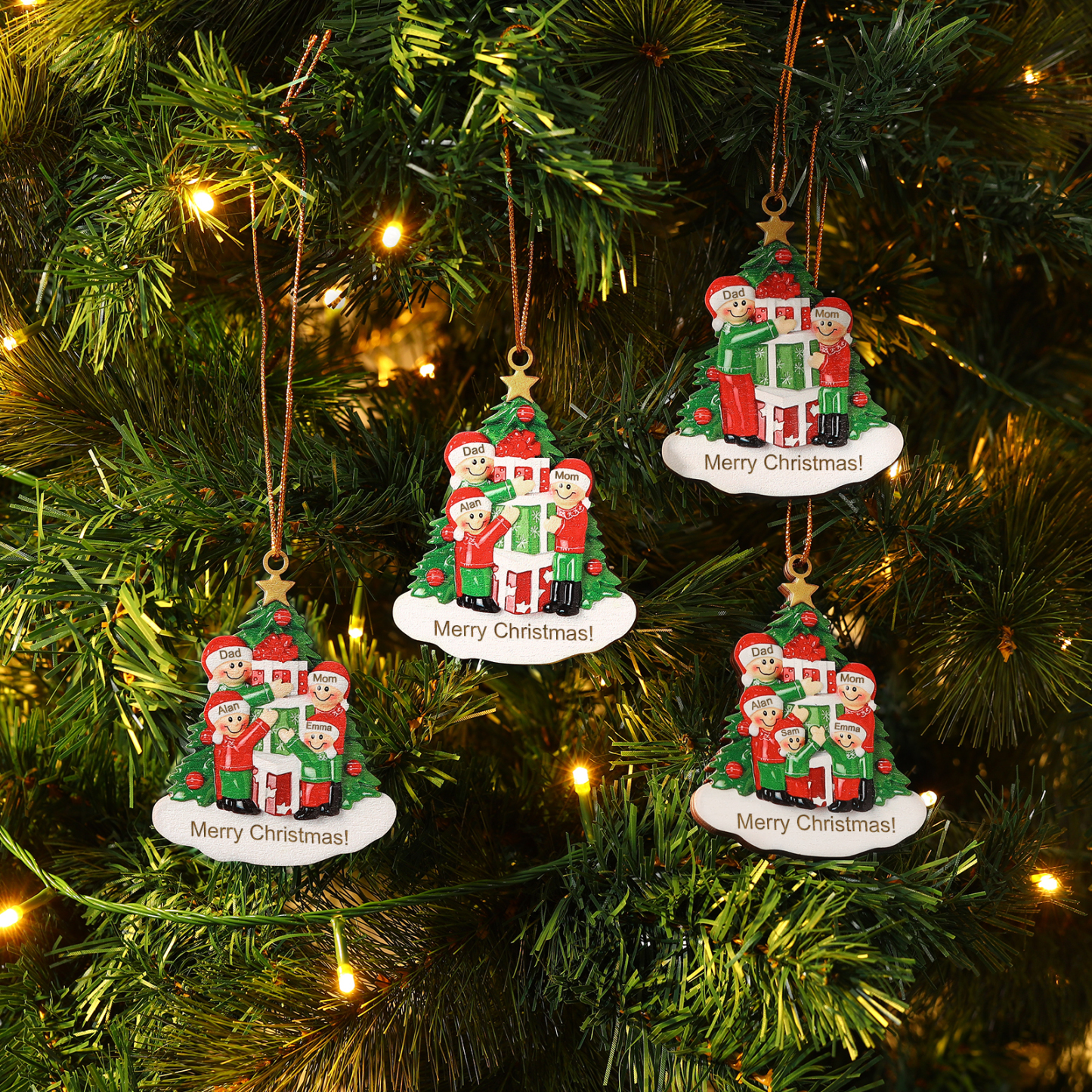 Personalised Family Christmas Ornament Custom 2-5 Names Christmas Tree Decoration Gift for Family |Jessemade
