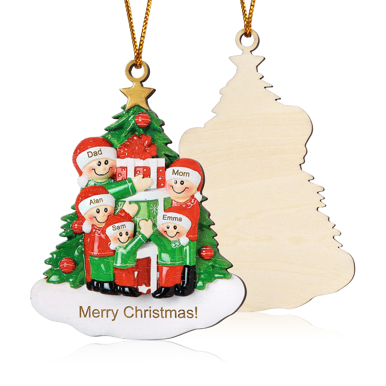 Personalised Family Christmas Ornament Custom 2-5 Names Christmas Tree Decoration Gift for Family |Jessemade