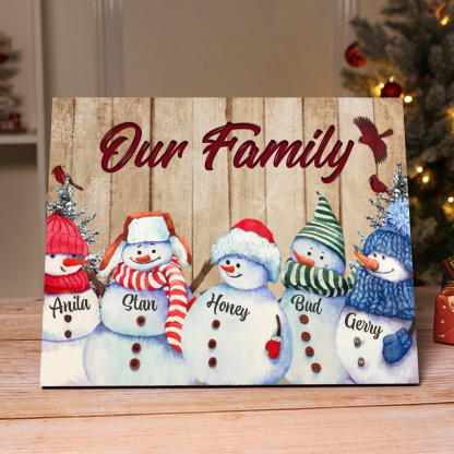Personalised Snowman Family Wooden Plaque – Custom 2-8 Names Home Decorations Gift for Family | Jessmade