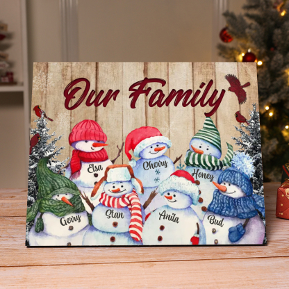 Personalised Snowman Family Wooden Plaque – Custom 2-8 Names Home Decorations Gift for Family | Jessmade