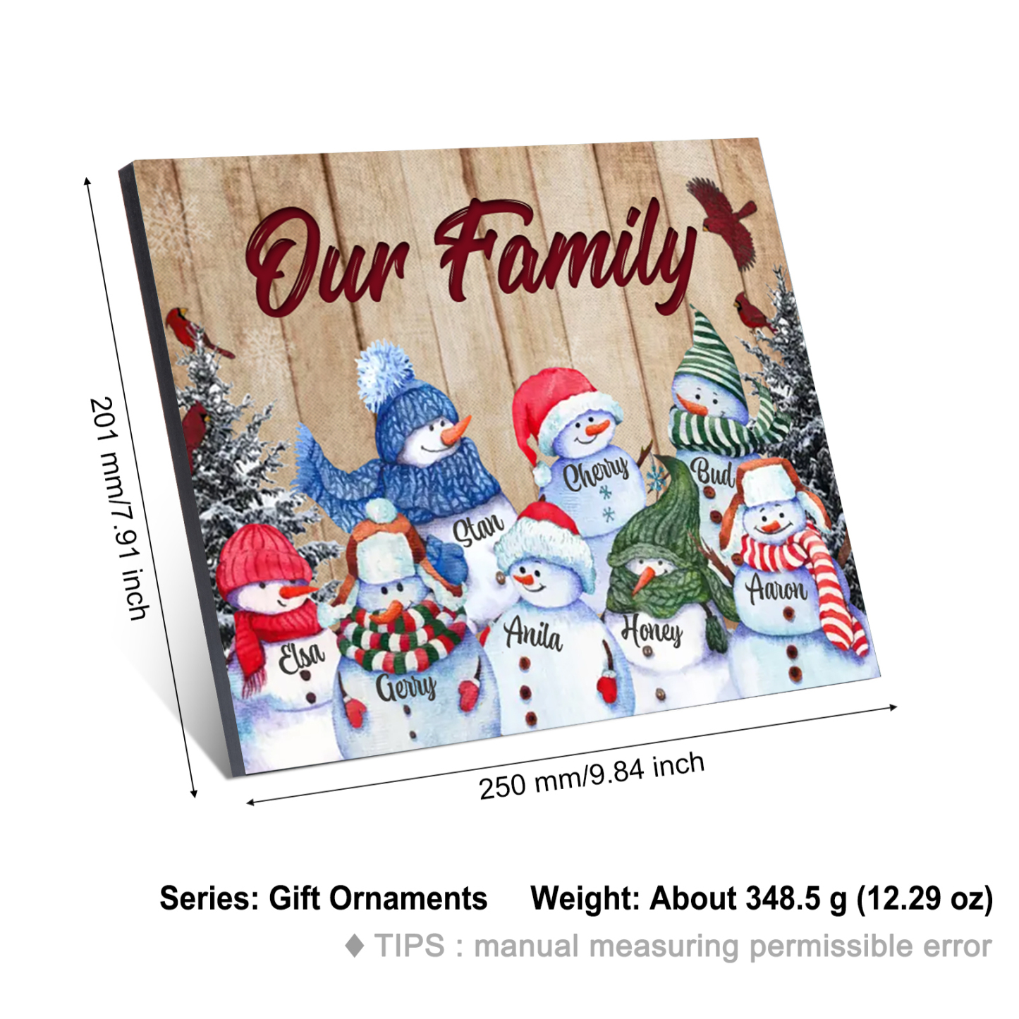 Personalised Snowman Family Wooden Plaque – Custom 2-8 Names Home Decorations Gift for Family | Jessmade