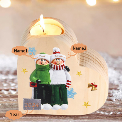 Personalised Family Wooden Candle Holder Custom 2-8 Names & 1 Year Home Decoration Christmas Gift for Family | Jessemade