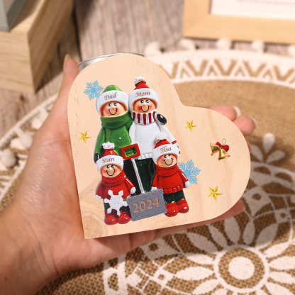 Personalised Family Wooden Candle Holder Custom 2-8 Names & 1 Year Home Decoration Christmas Gift for Family | Jessemade