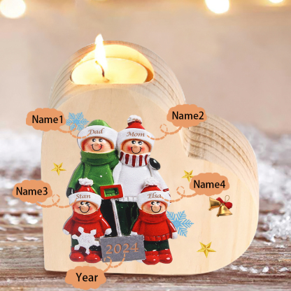 Personalised Family Wooden Candle Holder Custom 2-8 Names & 1 Year Home Decoration Christmas Gift for Family | Jessemade