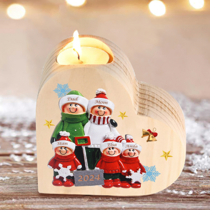 Personalised Family Wooden Candle Holder Custom 2-8 Names & 1 Year Home Decoration Christmas Gift for Family | Jessemade