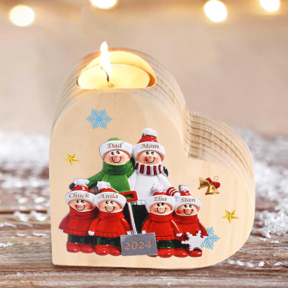 Personalised Family Wooden Candle Holder Custom 2-8 Names & 1 Year Home Decoration Christmas Gift for Family | Jessemade