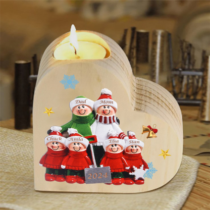 Personalised Family Wooden Candle Holder Custom 2-8 Names & 1 Year Home Decoration Christmas Gift for Family | Jessemade
