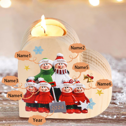 Personalised Family Wooden Candle Holder Custom 2-8 Names & 1 Year Home Decoration Christmas Gift for Family | Jessemade