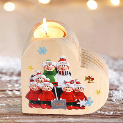 Personalised Family Wooden Candle Holder Custom 2-8 Names & 1 Year Home Decoration Christmas Gift for Family | Jessemade