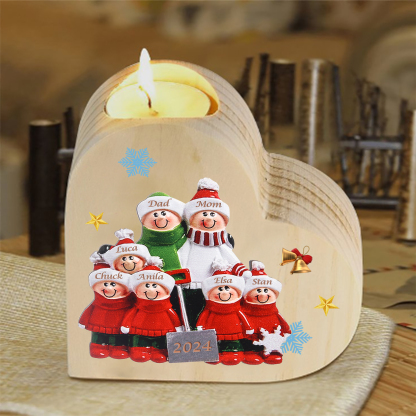 Personalised Family Wooden Candle Holder Custom 2-8 Names & 1 Year Home Decoration Christmas Gift for Family | Jessemade