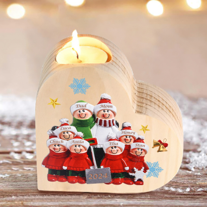 Personalised Family Wooden Candle Holder Custom 2-8 Names & 1 Year Home Decoration Christmas Gift for Family | Jessemade