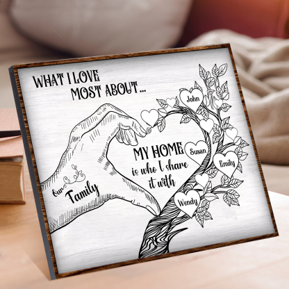 Personalized Wooden Ornament with Custom 2-7 Names - Family Tree Home Decor Gift for Family | Jessmade