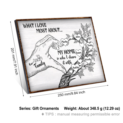 Personalised Wooden Ornament with Custom 6 Names - Family Tree Home Decor Gift for Family | Jessmade