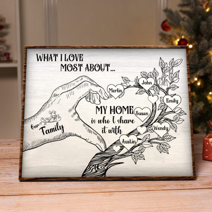 Personalised Wooden Ornament with Custom 6 Names - Family Tree Home Decor Gift for Family | Jessmade