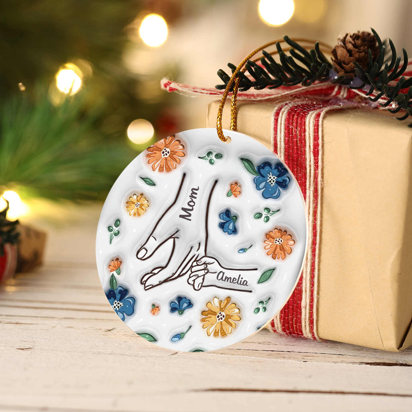 Personalized Family Christmas Hanging Ornament with Custom 2-9 Names - Christmas Gift for Grandma/Mom | Jessmade