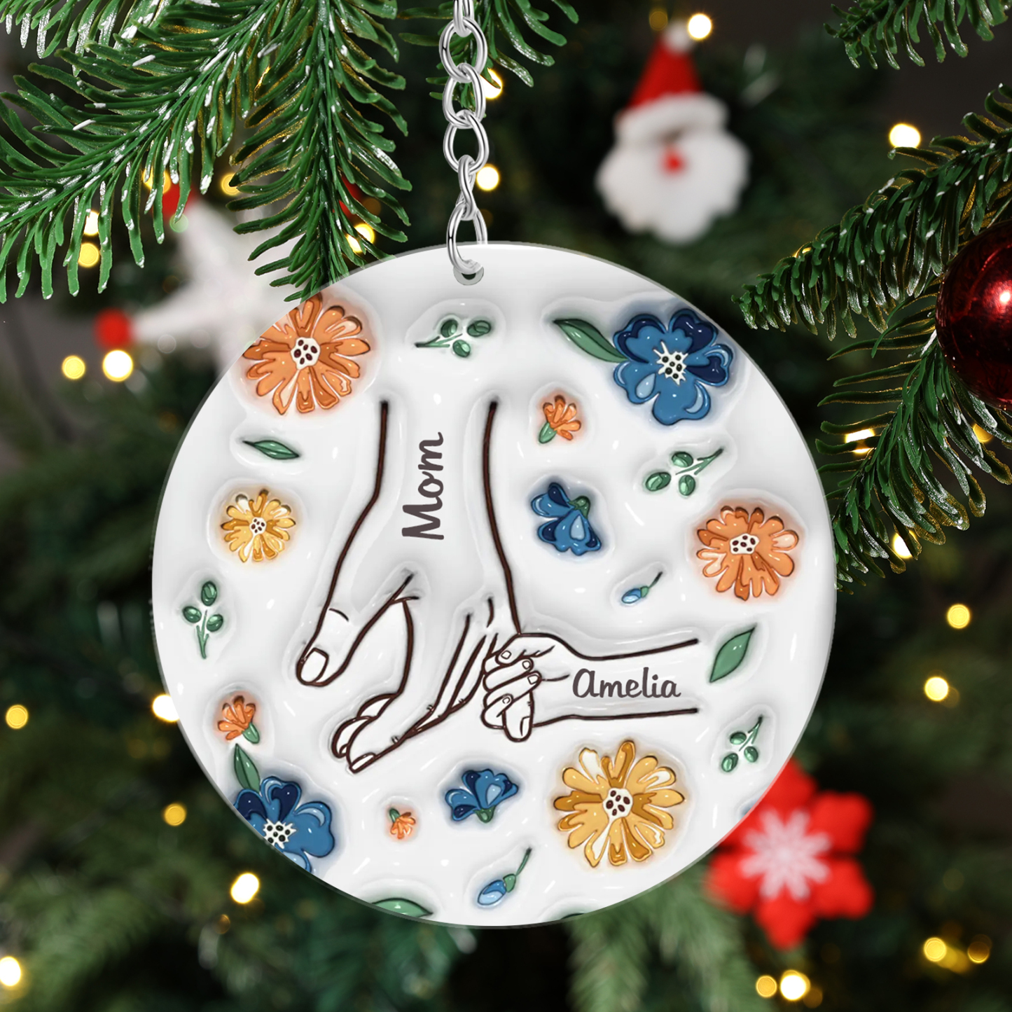 Personalized Family Christmas Hanging Ornament with Custom 2-9 Names - Christmas Gift for Grandma/Mom | Jessmade