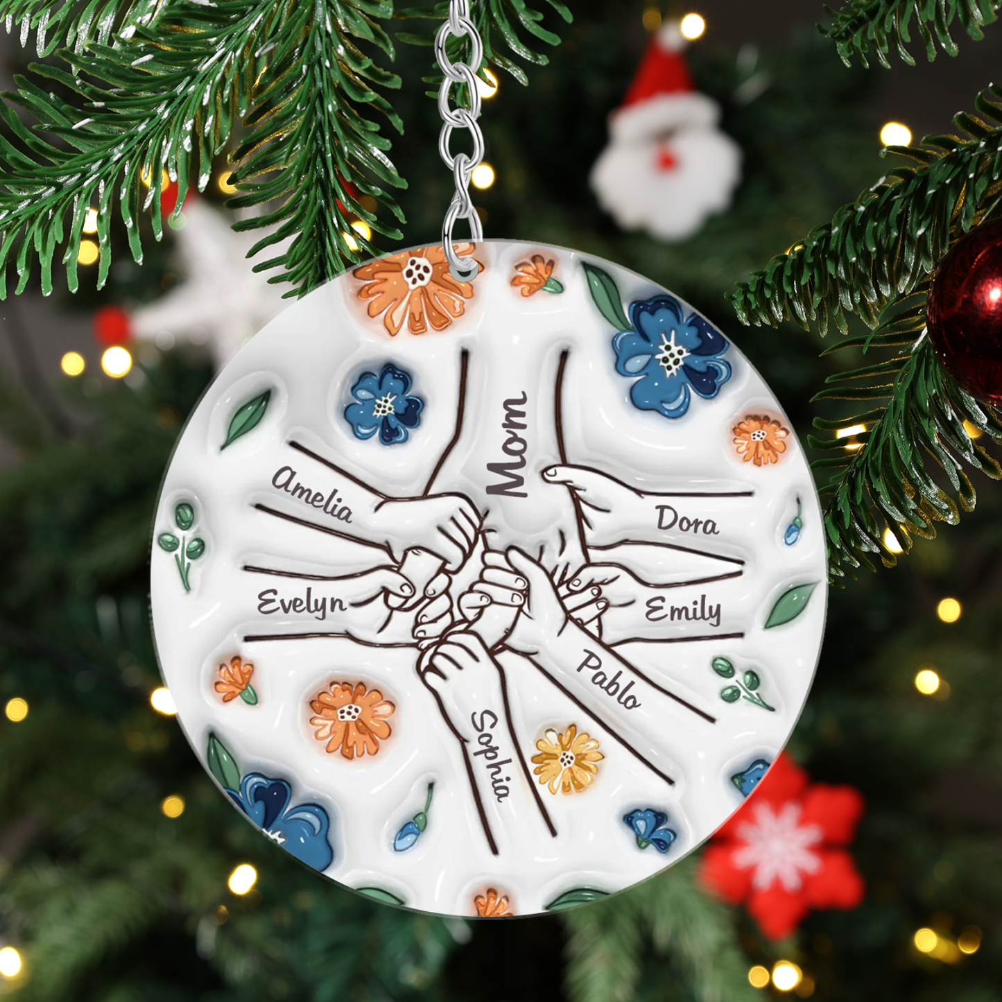 Personalized Family Christmas Hanging Ornament with Custom 2-9 Names - Christmas Gift for Grandma/Mom | Jessmade