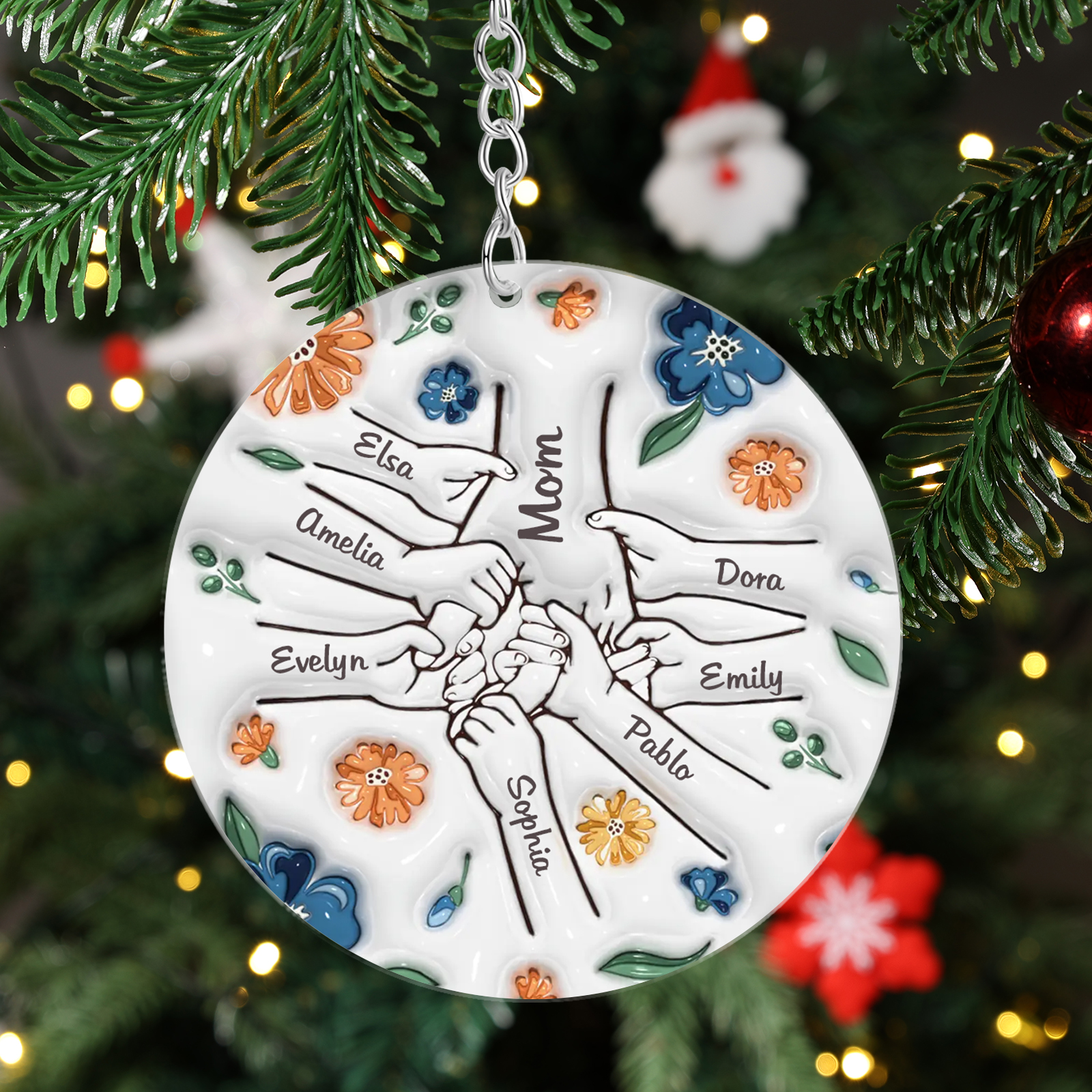 Personalized Family Christmas Hanging Ornament with Custom 2-9 Names - Christmas Gift for Grandma/Mom | Jessmade
