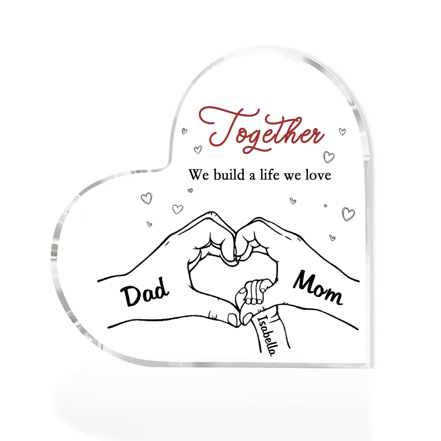 Personalised Heart Family Acrylic Keepsake - Custom 3 Names Home Decorations Gift for Family | Jessmade