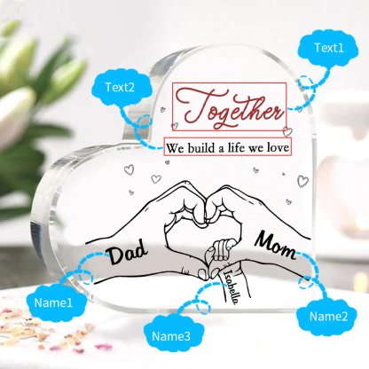 Personalised Heart Family Acrylic Keepsake - Custom 3 Names Home Decorations Gift for Family | Jessmade