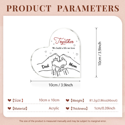 Personalised Heart Family Acrylic Keepsake - Custom 5 Names Home Decorations Gift for Family | Jessmade