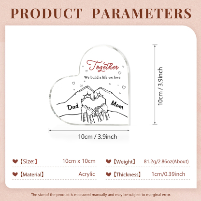 Personalised Heart Family Acrylic Keepsake - Custom 6 Names Home Decorations Gift for Family | Jessmade