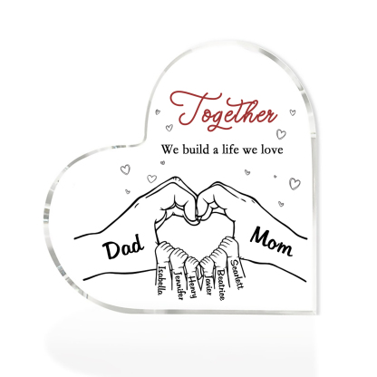 Personalised Heart Family Acrylic Keepsake - Custom 8 Names Home Decorations Gift for Family | Jessmade