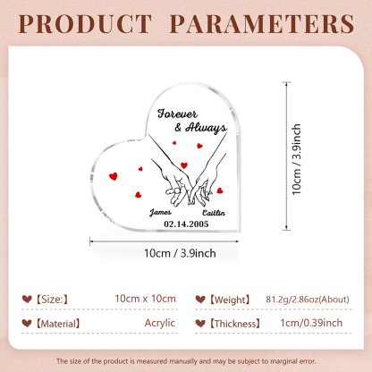 Forever & Always Personalised Heart-Shaped Acrylic Keepsake Custom Names & Date for Couple| Jessemade