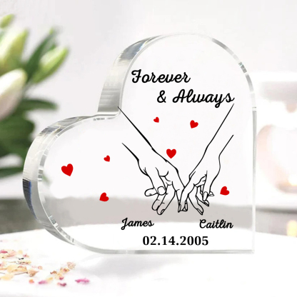 Forever & Always Personalised Heart-Shaped Acrylic Keepsake Custom Names & Date for Couple| Jessemade