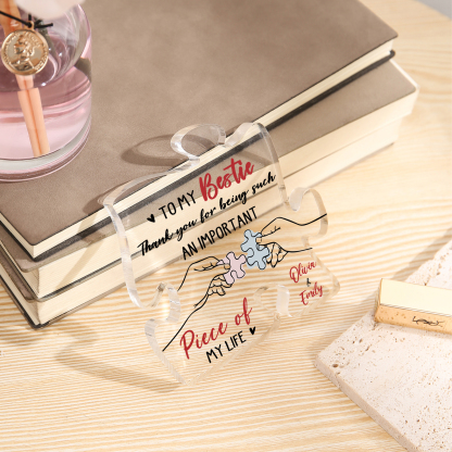 Personalized Friend Acrylic Ornament Custom 2 Names Acrylic Puzzle Keepsake Desktop Ornament gift for Friend | Jessemade