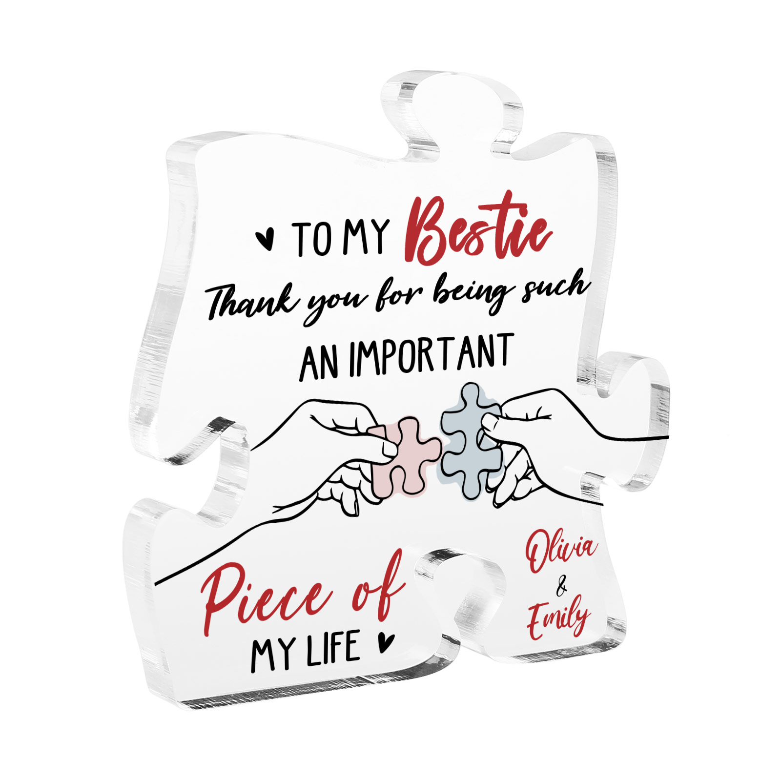 Personalized Friend Acrylic Ornament Custom 2 Names Acrylic Puzzle Keepsake Desktop Ornament gift for Friend | Jessemade