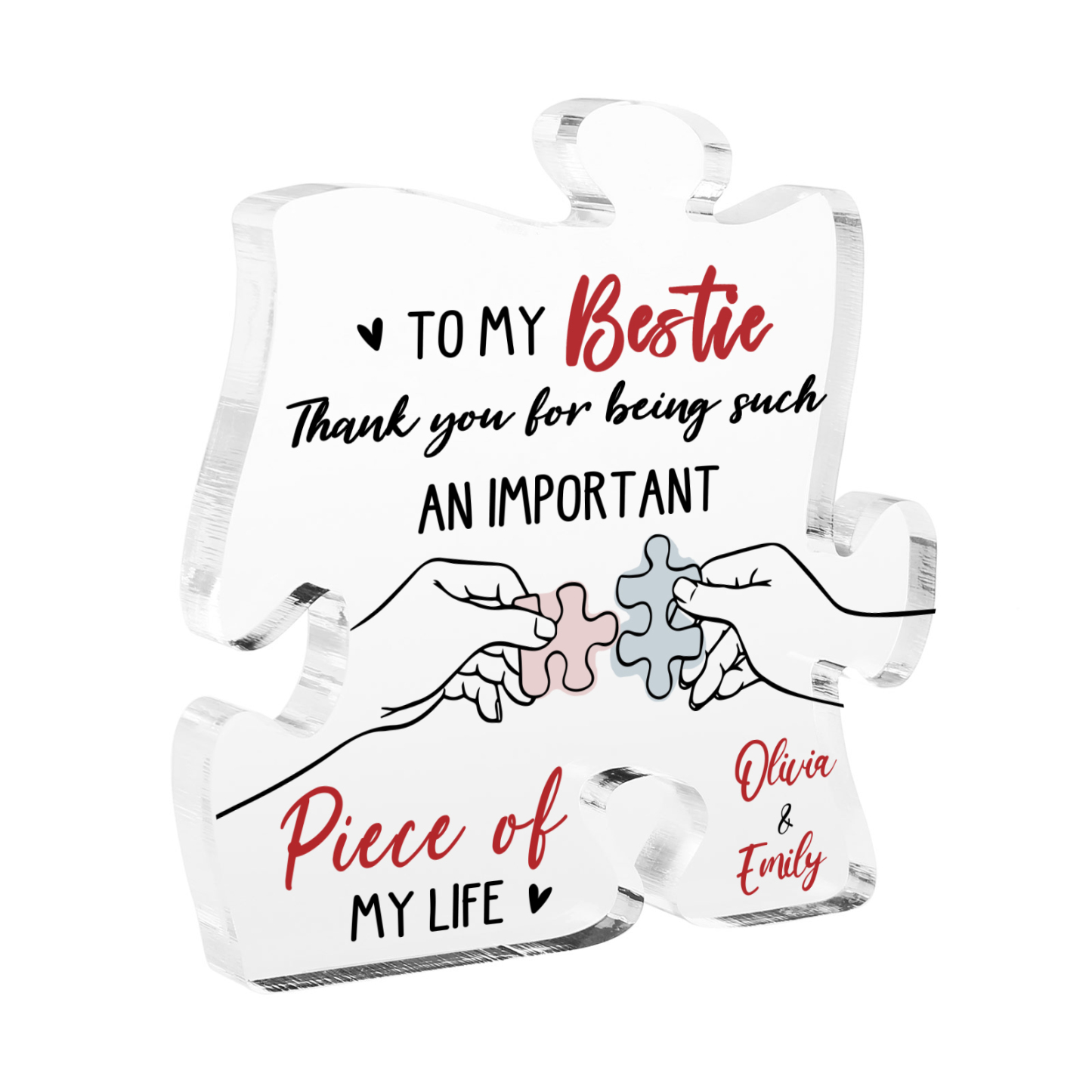 Personalized Friend Acrylic Ornament Custom 2 Names Acrylic Puzzle Keepsake Desktop Ornament gift for Friend | Jessemade