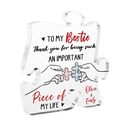 Personalized Friend Acrylic Ornament Custom 2 Names Acrylic Puzzle Keepsake Desktop Ornament gift for Friend | Jessemade