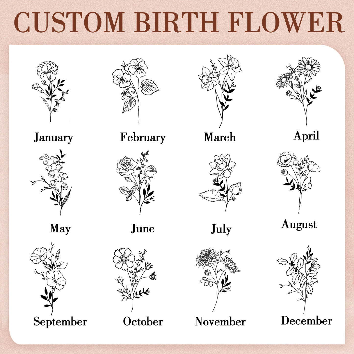 Personalized Friend Acrylic Ornament Custom 2 Names & Birth Flowers Acrylic Heart Keepsake Desktop Ornament for Friend | Jessemade