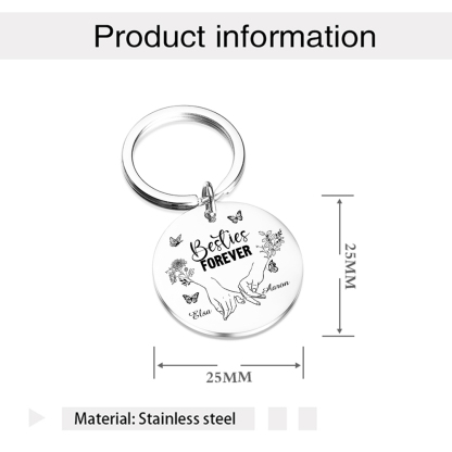 Personalized Friendship Keychain Custom 2 Names & Birth Flowers & Texts Special Keychain Gift For Friends | Jessemade 